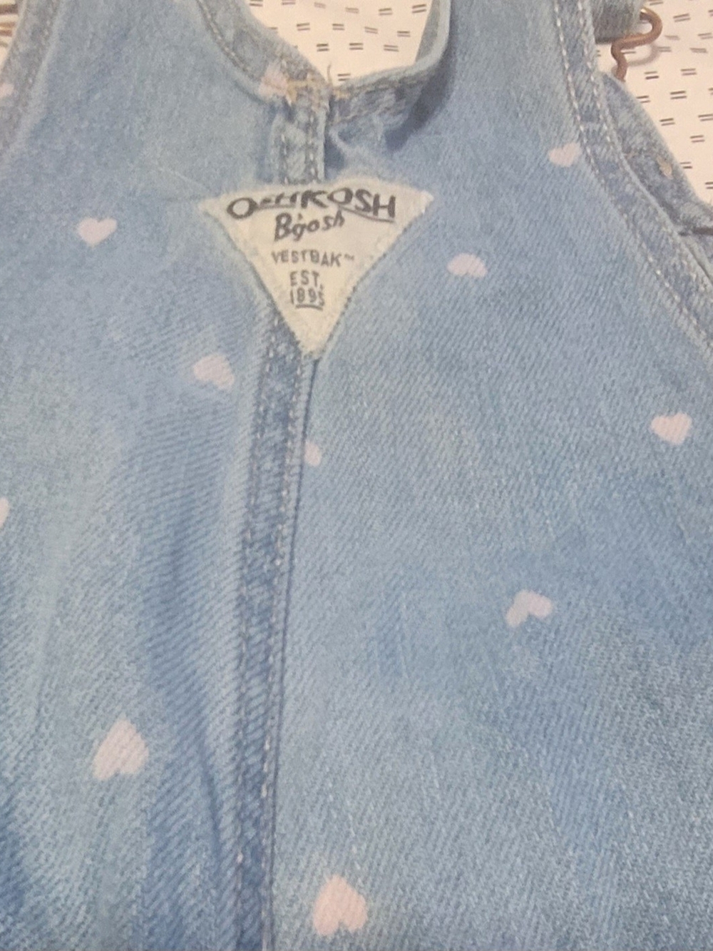 OshKosh B'gosh Light Blue Denim Overalls with Heart Bib - Picture 7 of 7